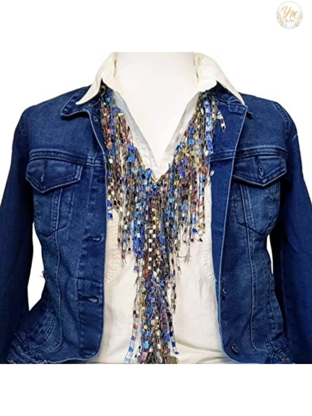 Lightweight Sparkle Infinity Scarf with Fringe, Fashion Scarf Necklace